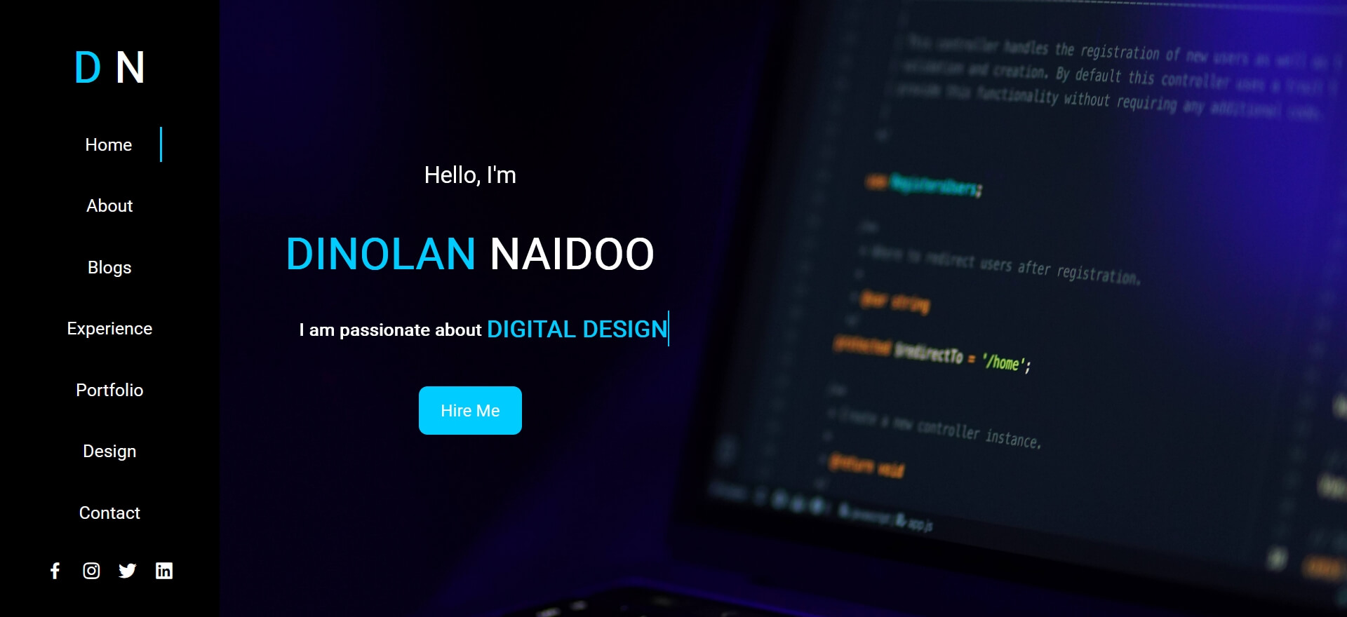 Wireframe for home section